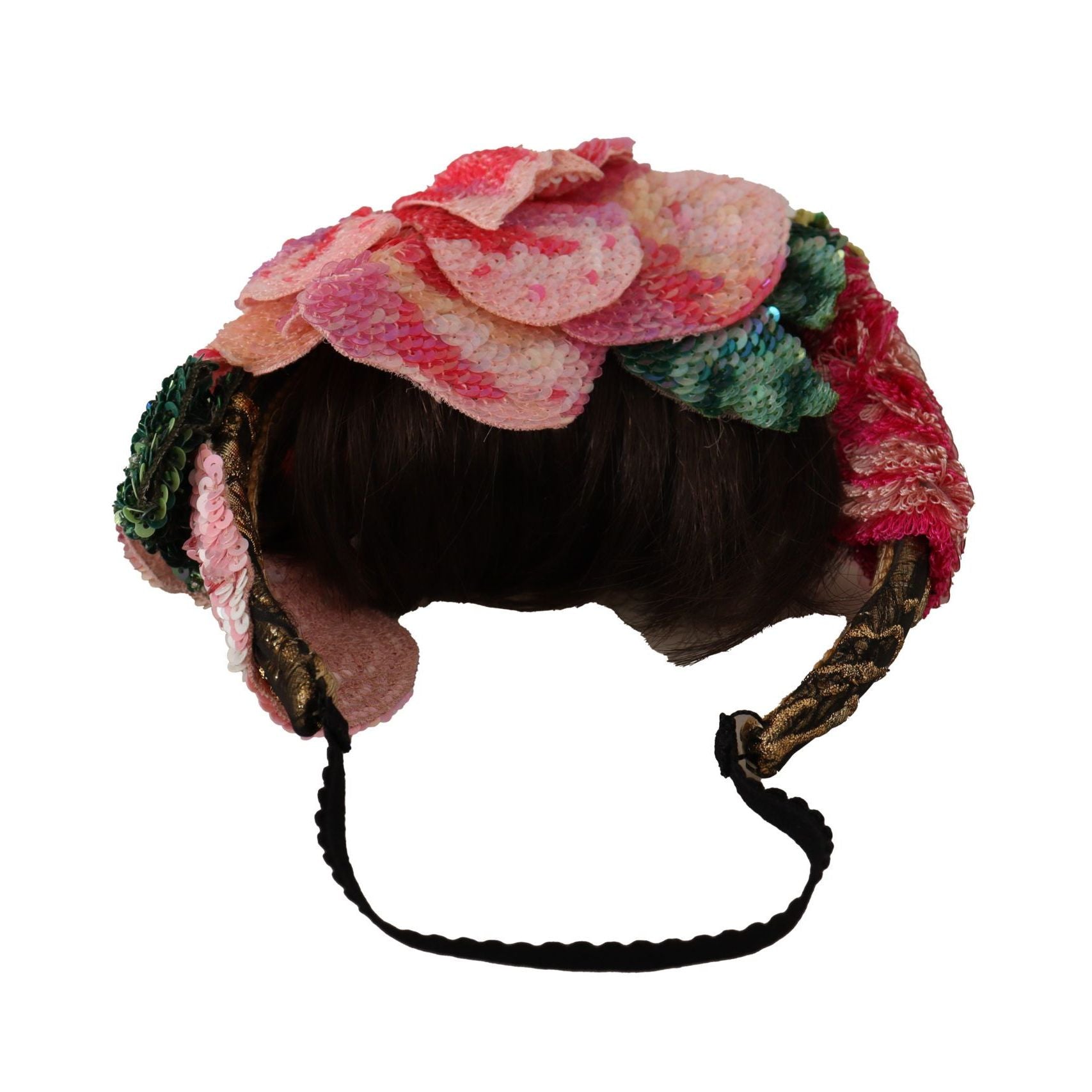 Dolce & Gabbana Multicolor Sequined Lurex Black Hair Headband