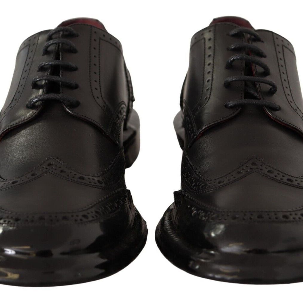 Dolce & Gabbana Black Leather Oxford Wingtip Formal Derby Shoes
