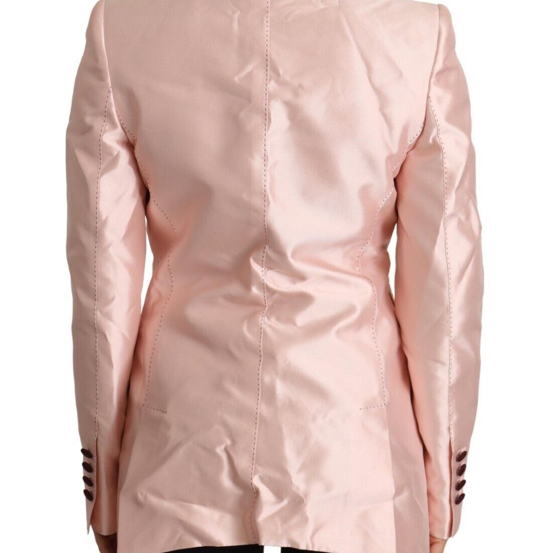 Dolce & Gabbana Pink Satin Long Sleeves Blazer Coat Jacket