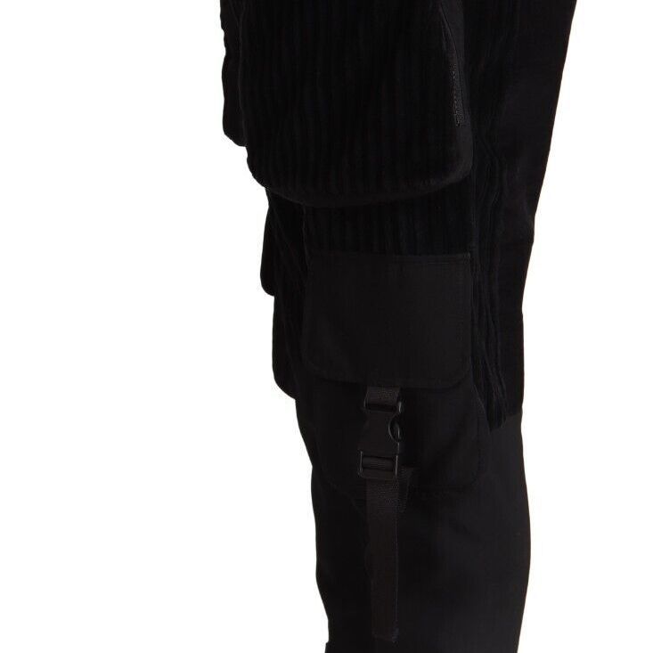 Dolce & Gabbana Black Cotton Skinny Corduroy Cargo Pants