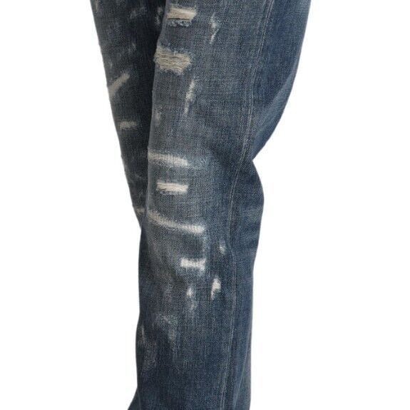 Dolce & Gabbana Blue Distressed Denim BOYFRIEND Skinny Jeans