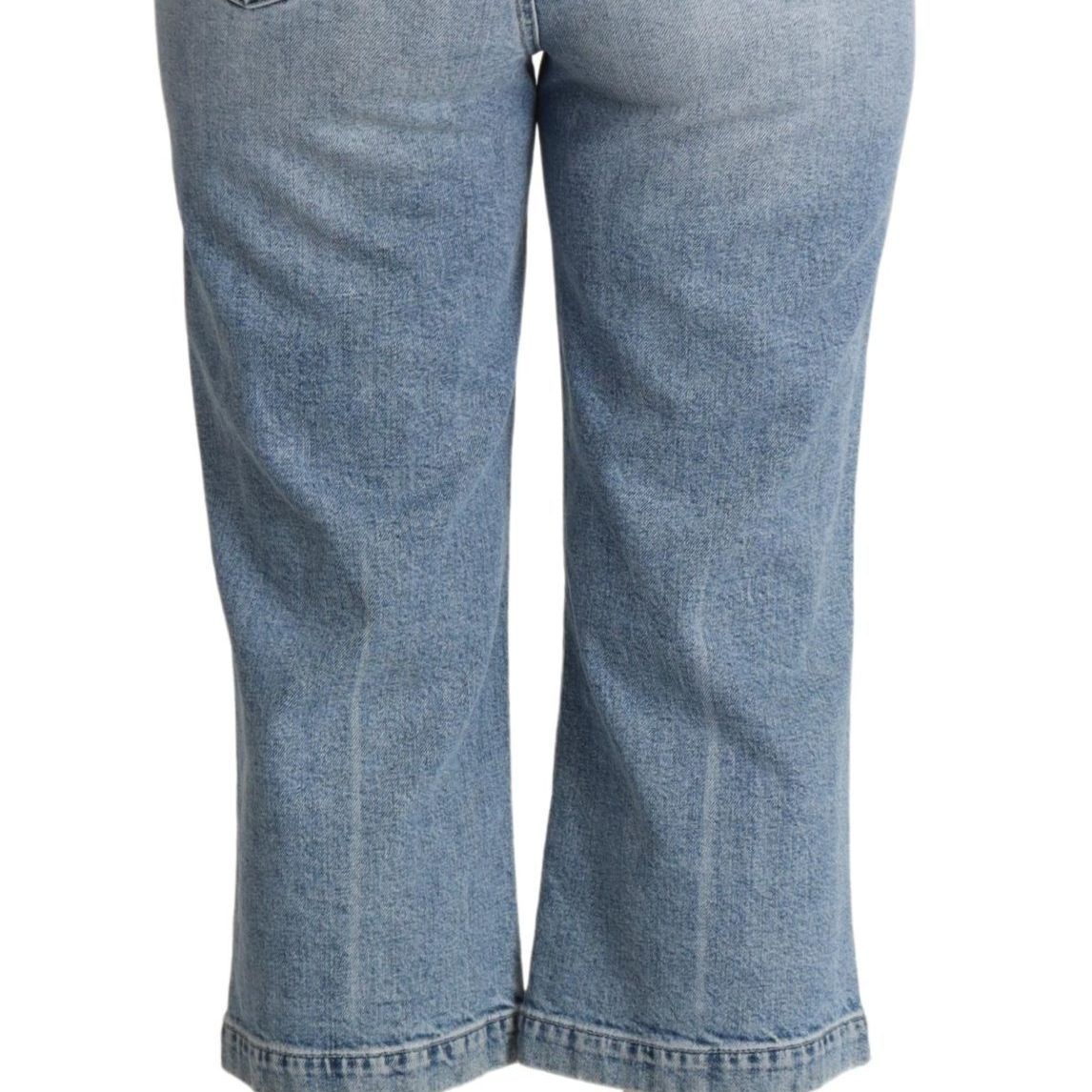 Dolce & Gabbana Blue Tattered Cotton Denim Capri Cropped Jeans