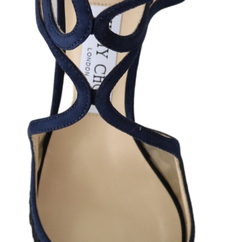 Jimmy Choo Navy Blue Lancer 85 Sandals Pumps