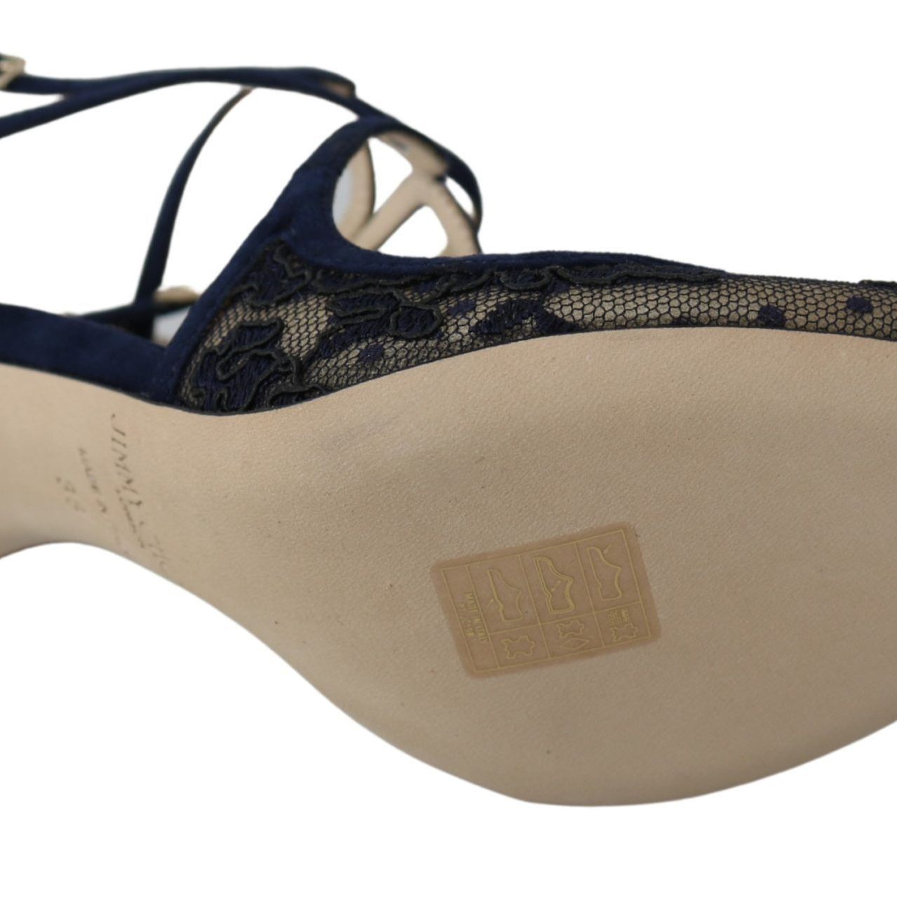 Jimmy Choo Navy Blue Lancer 85 Sandals Pumps