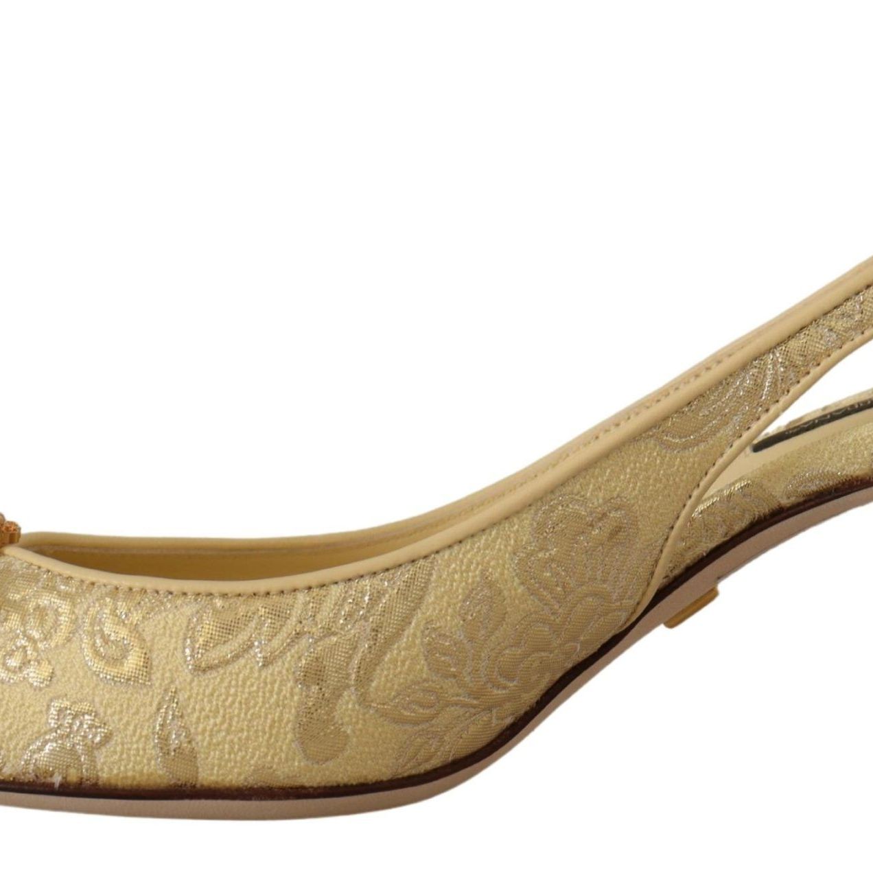 Dolce & Gabbana Gold Crystal Slingbacks Pumps Heels Shoes