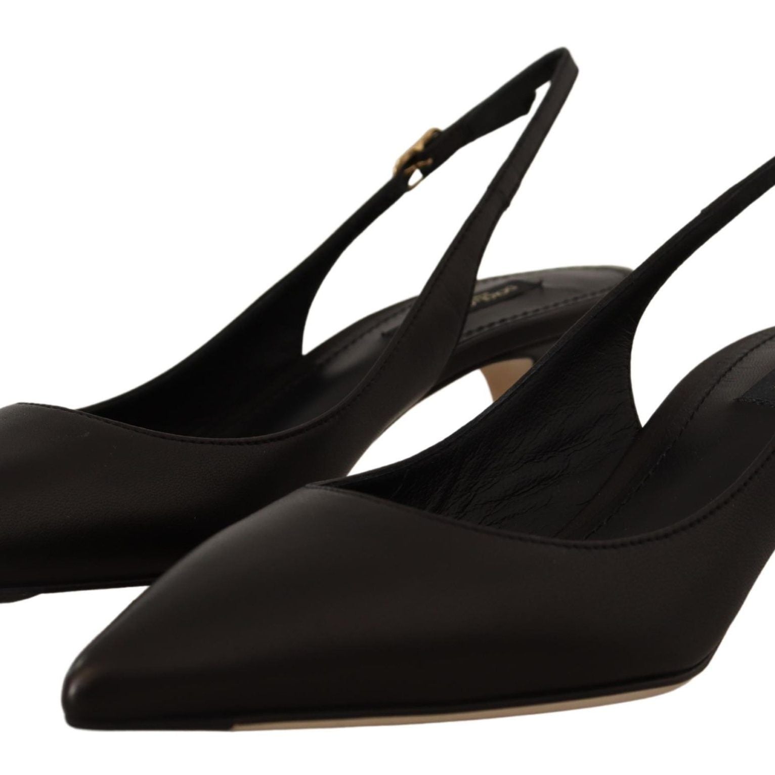 Dolce & Gabbana Black Leather Slingbacks Heels Pumps Shoes