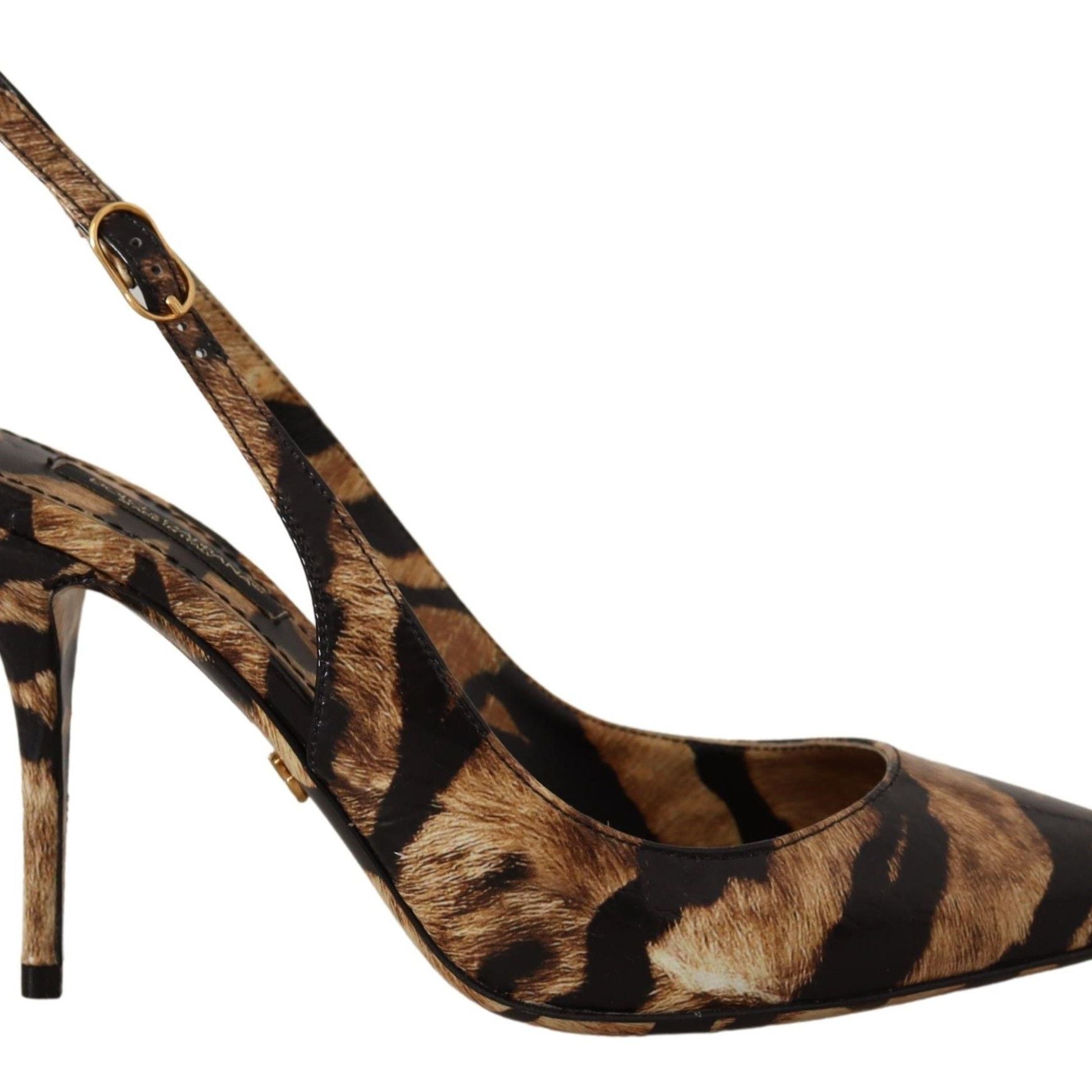 Dolce & Gabbana Brown Slingbacks Leather Tiger Shoes