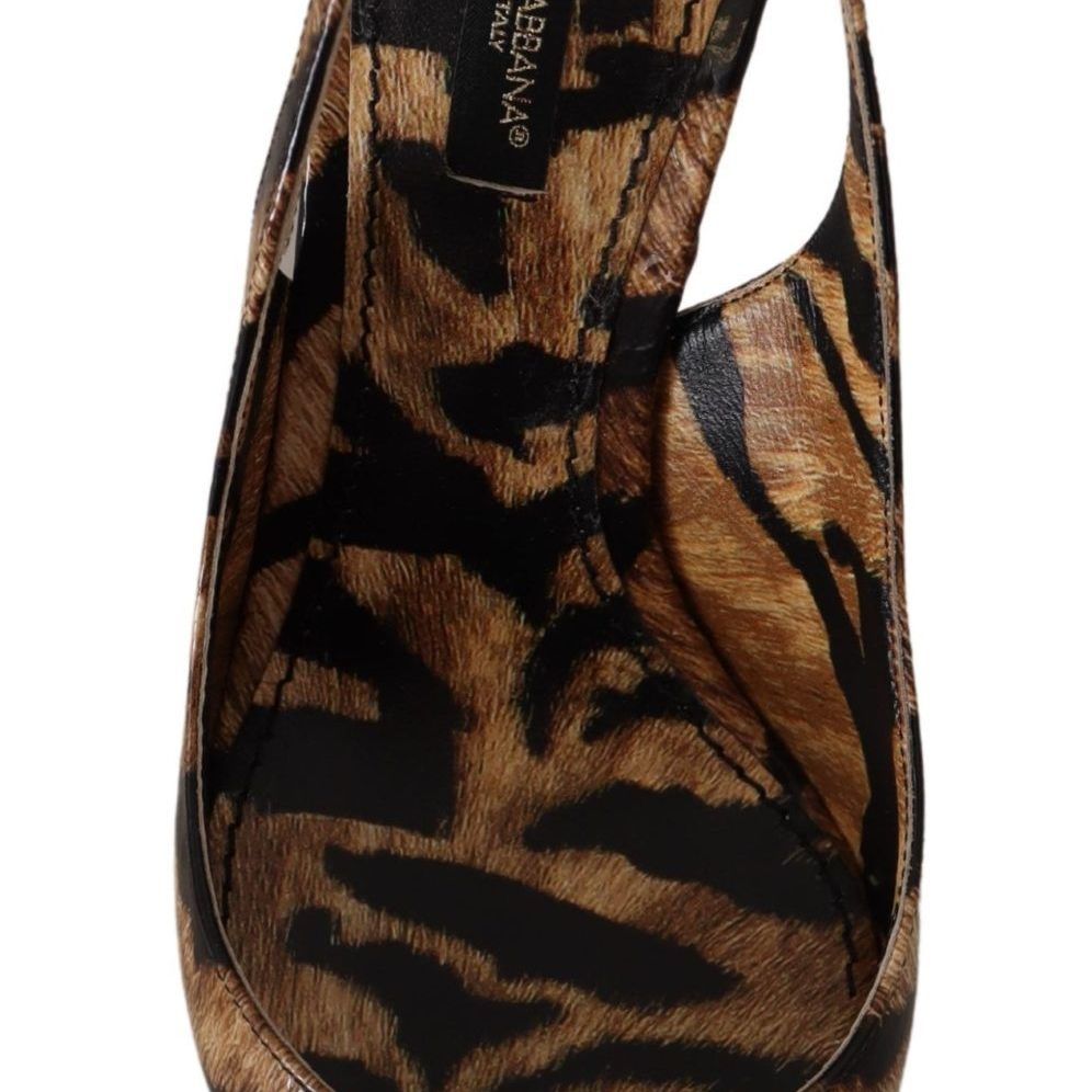 Dolce & Gabbana Brown Slingbacks Leather Tiger Shoes