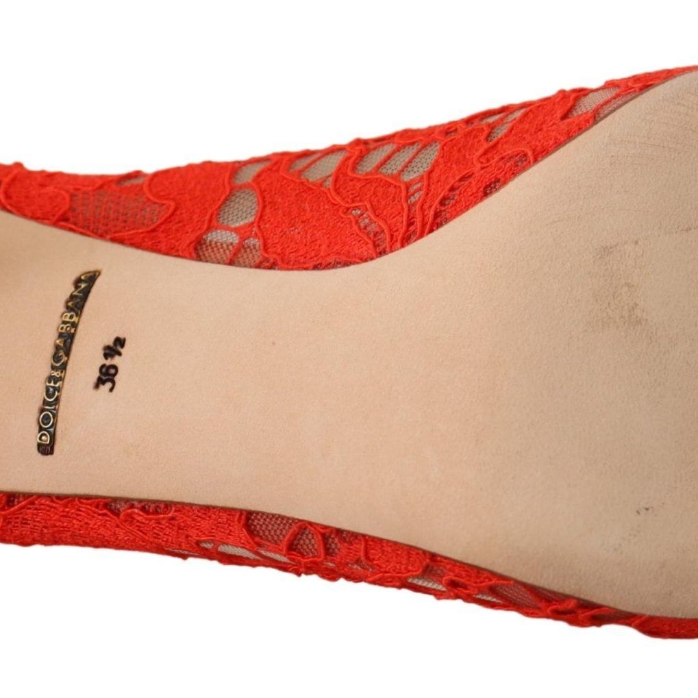 Dolce & Gabbana Red Taormina Lace Crystal Heels Pumps