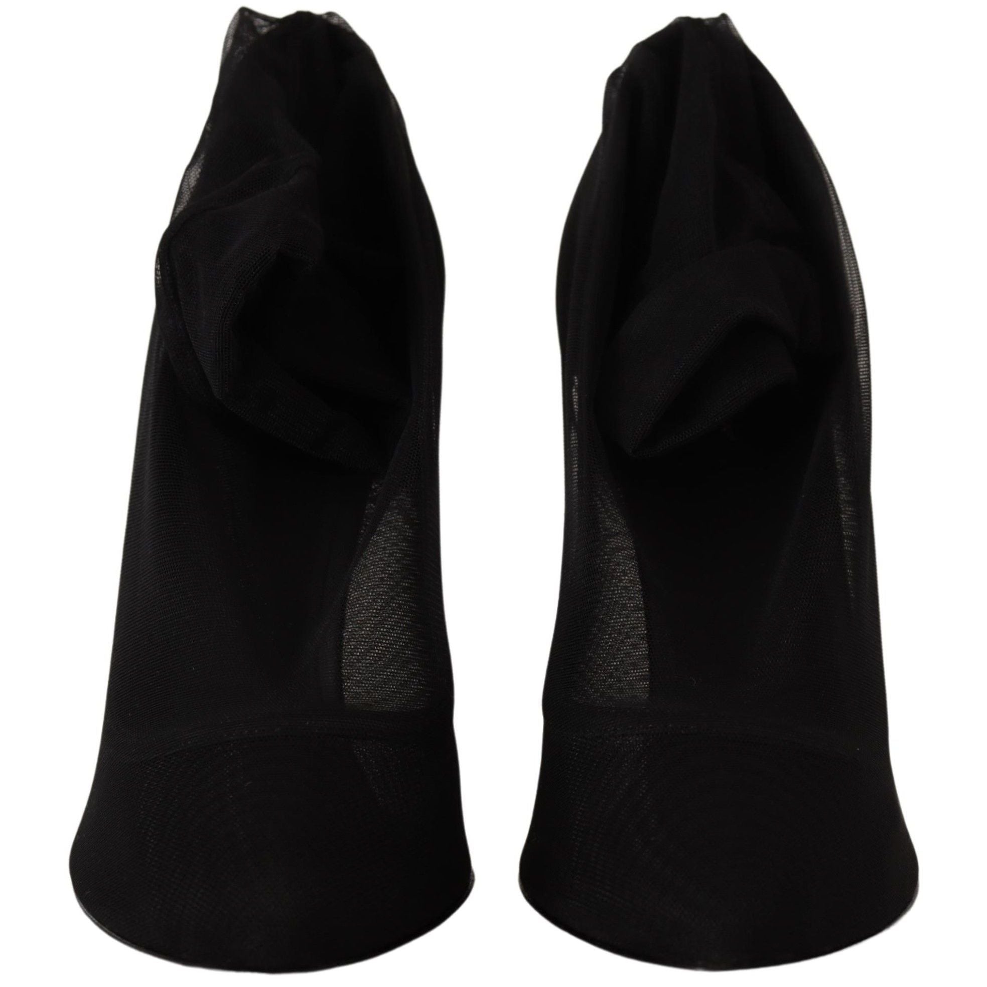 Dolce & Gabbana Black Tulle Stretch Boots Pumps Shoes