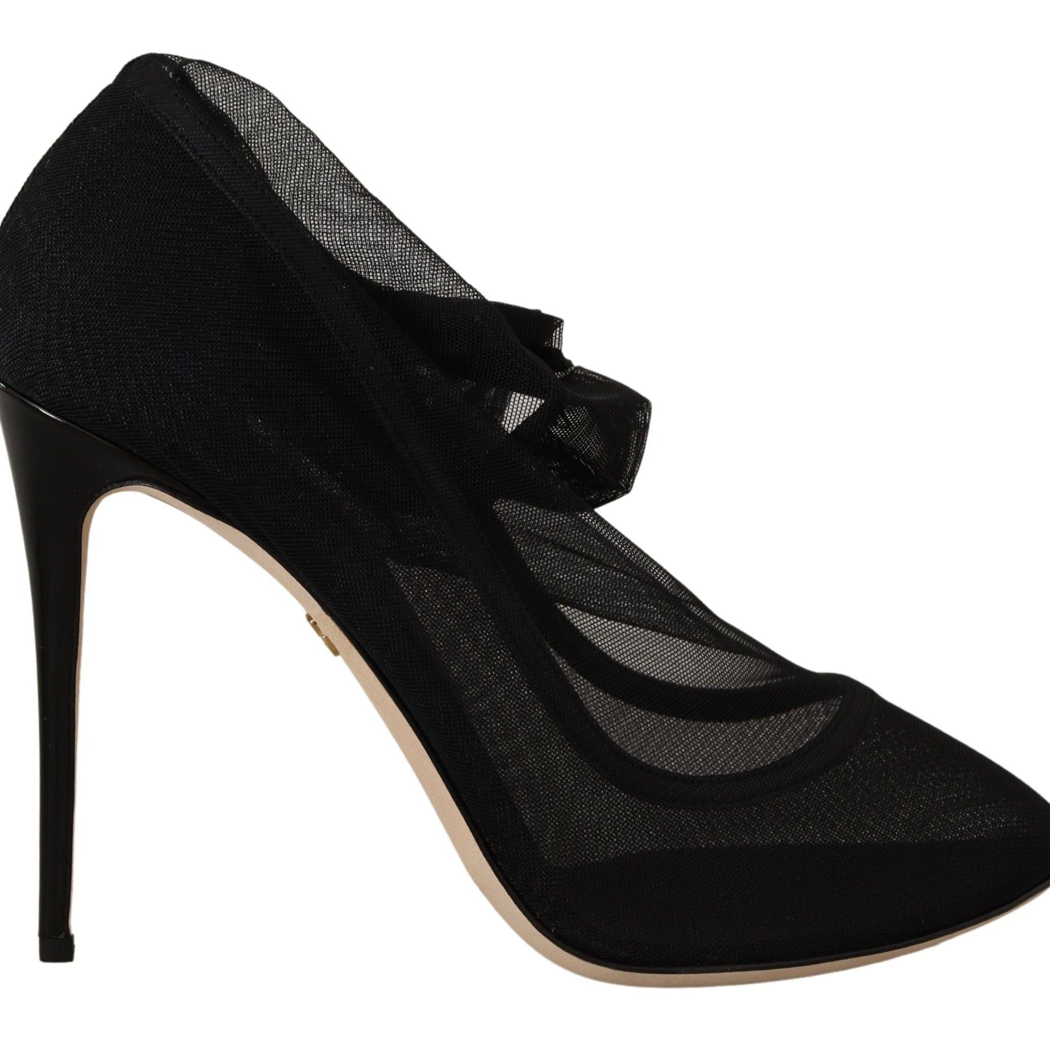 Dolce & Gabbana Black Stretch Tulle Stretch Boots Shoes