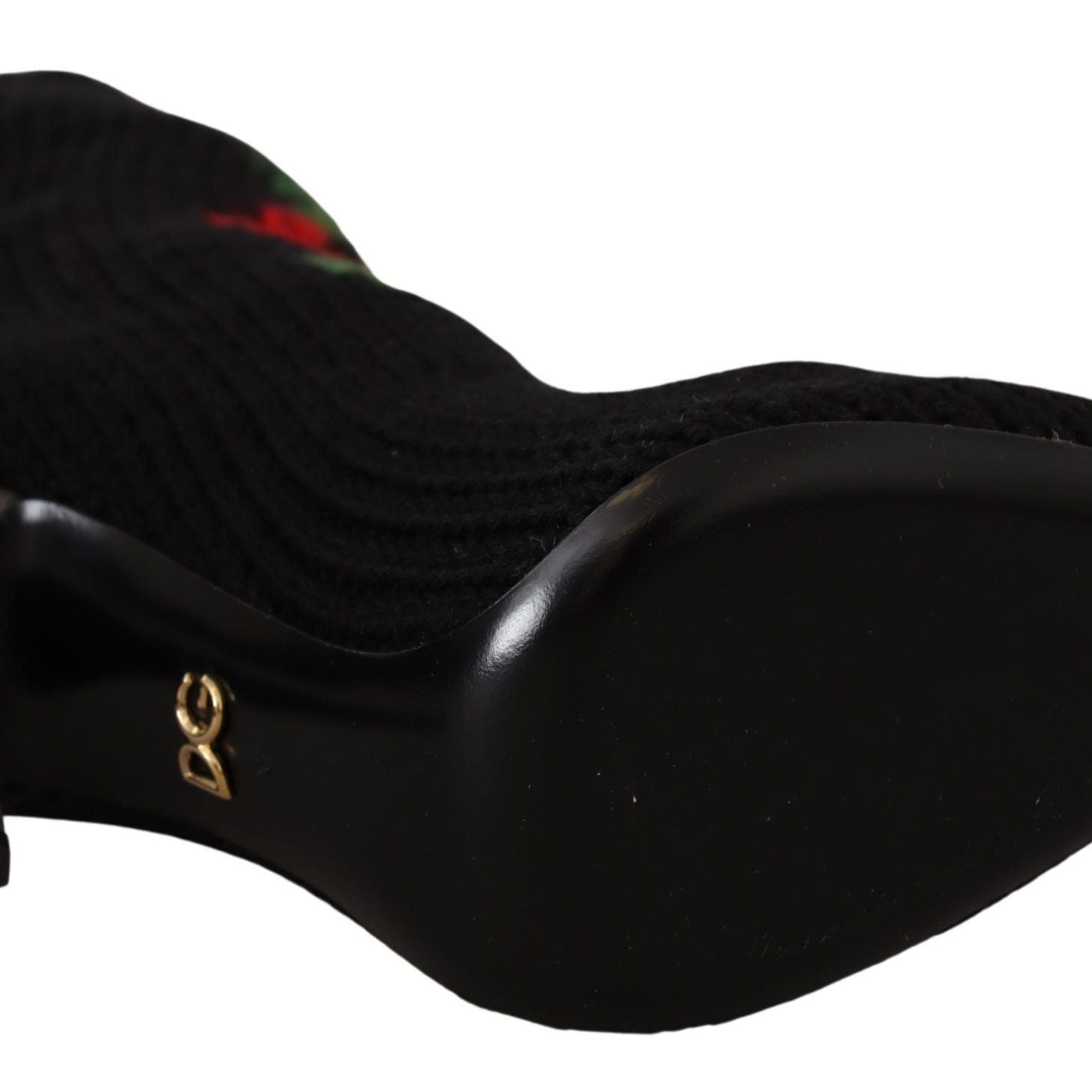 Dolce & Gabbana Black Stretch Socks Red Roses Booties Shoes