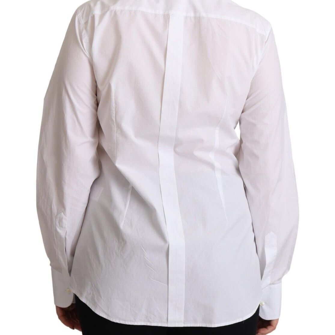 Dolce & Gabbana White Cotton Dress Collared Long Sleeves Shirt Top