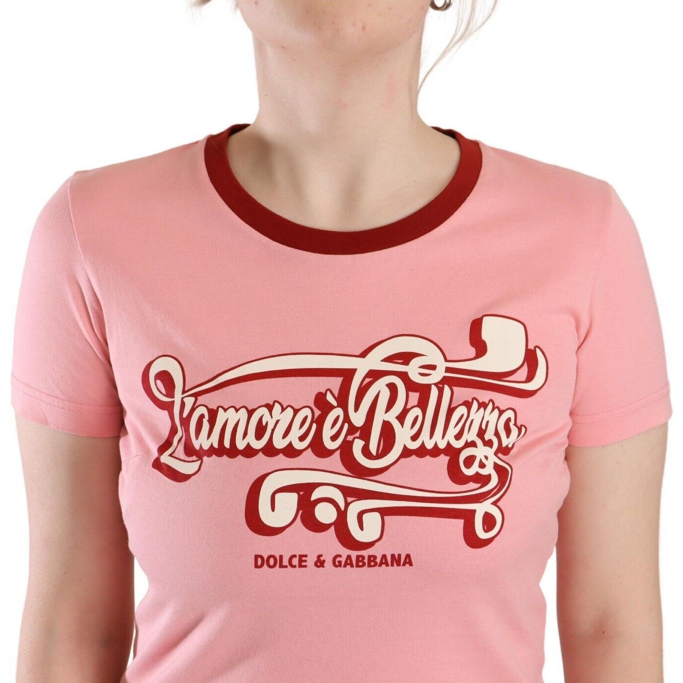 Dolce & Gabbana Pink Cotton Short Sleeves Crewneck T-shirt Top