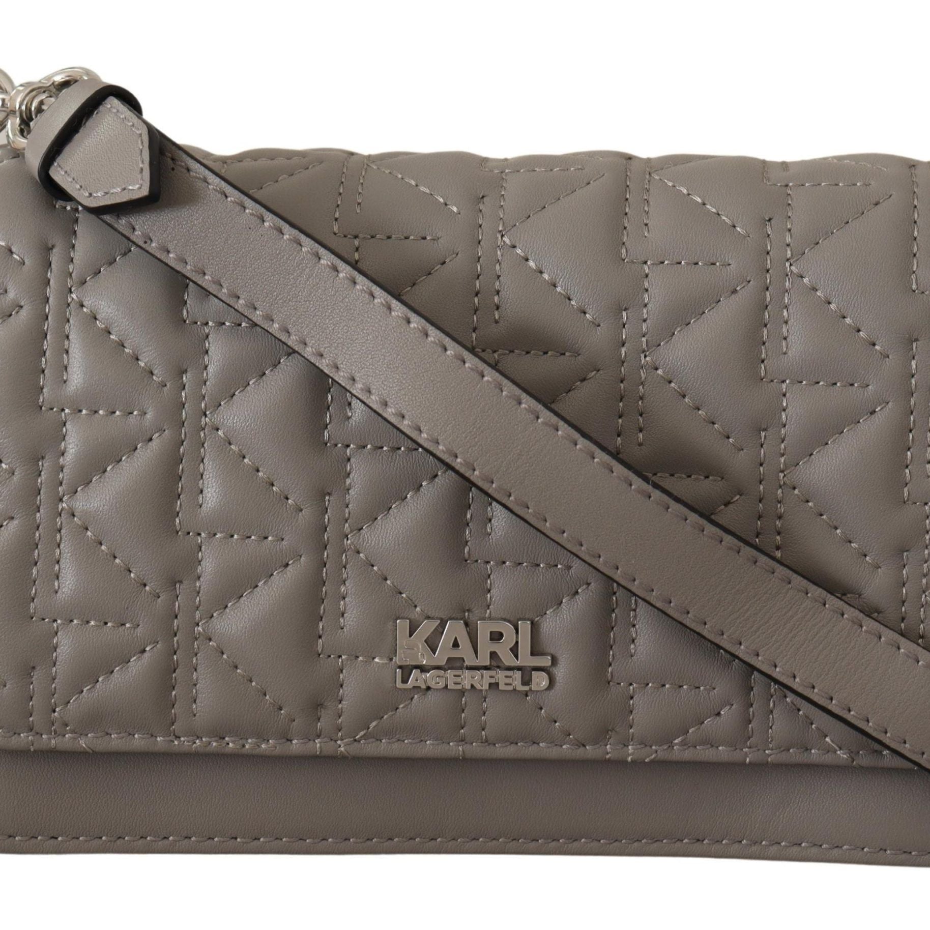 Karl Lagerfeld Light Grey Leather Crossbody Bag