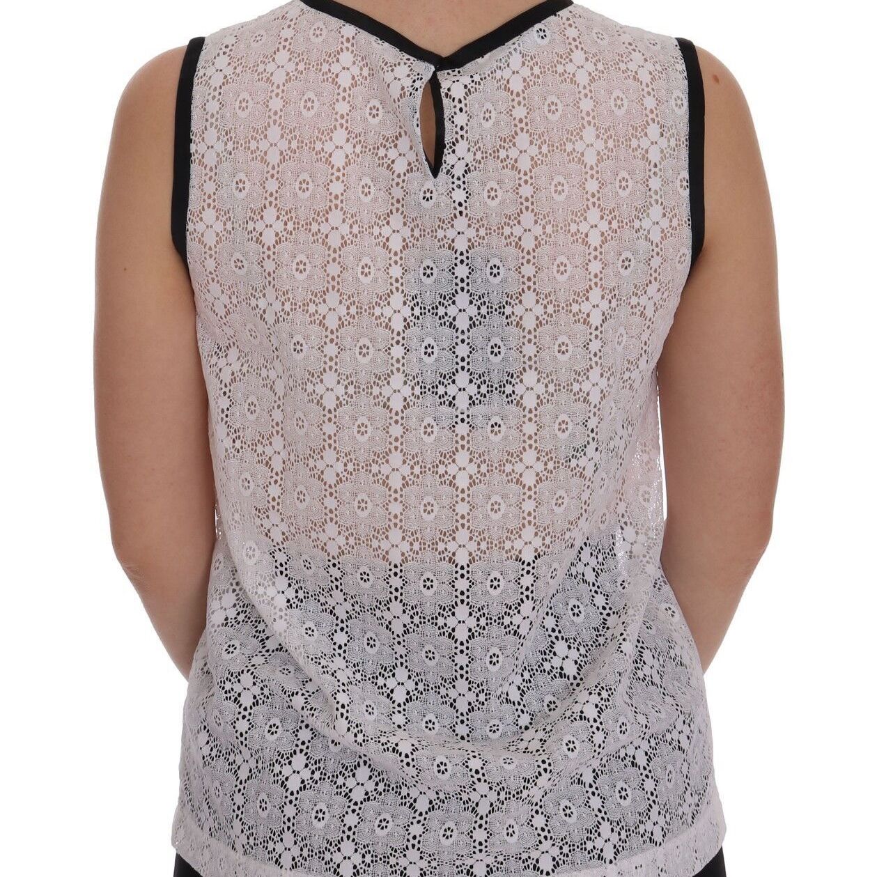 Dolce & Gabbana White Lace Floral Nylon Tank T-shirt
