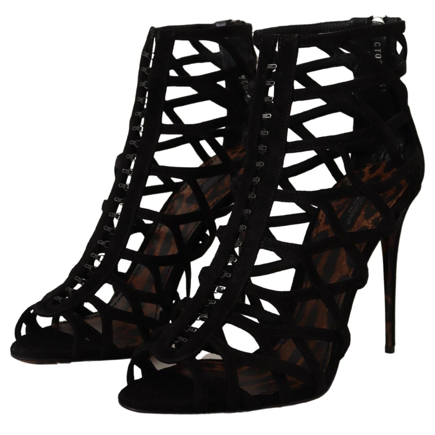 Dolce & Gabbana Black Suede Stiletto Heels Bette Sandals Shoes