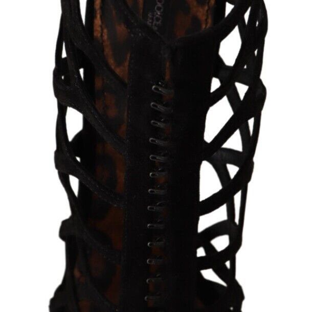 Dolce & Gabbana Black Suede Stiletto Heels Bette Sandals Shoes