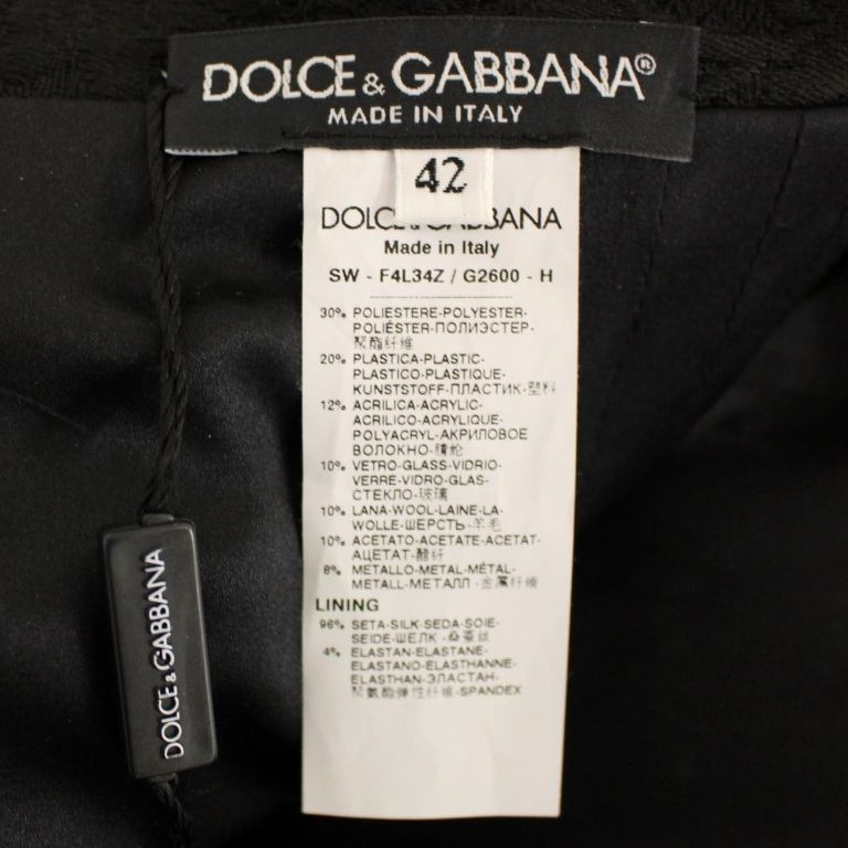 Dolce & Gabbana Black Crystal Handmade Above Knee Skirt