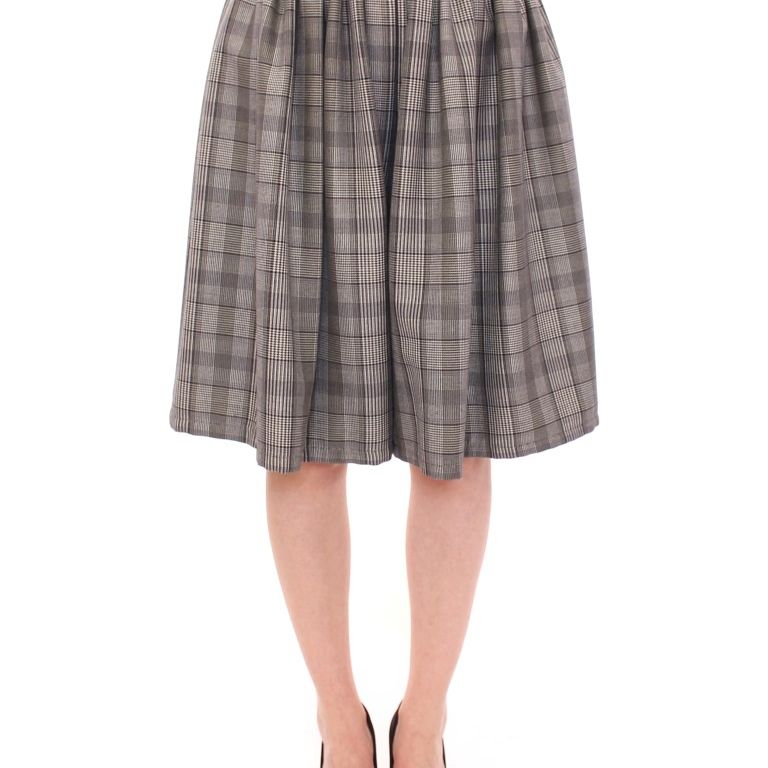 NOEMI ALEMÁN Gray Checkered Wool Shorts Skirt