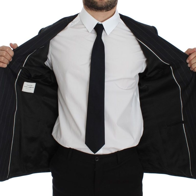 Dolce & Gabbana Gray Striped Slim Fit Wool Blazer
