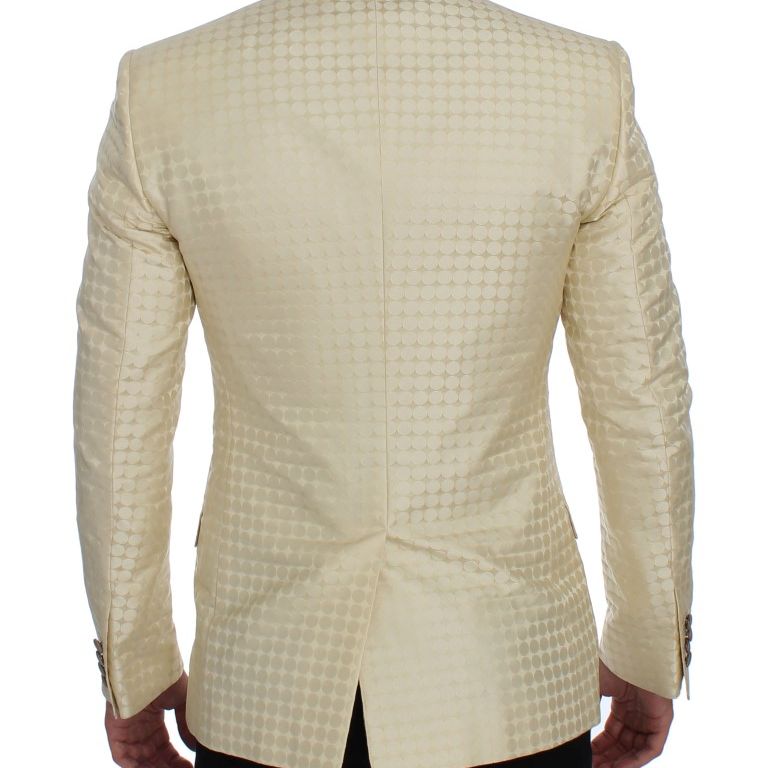Dolce & Gabbana Beige Polka Dot Silk 2 Piece Blazer