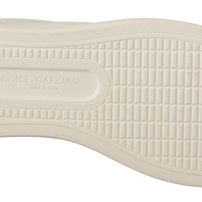 Dolce & Gabbana White Blue Leather Low Top Sneakers Shoes