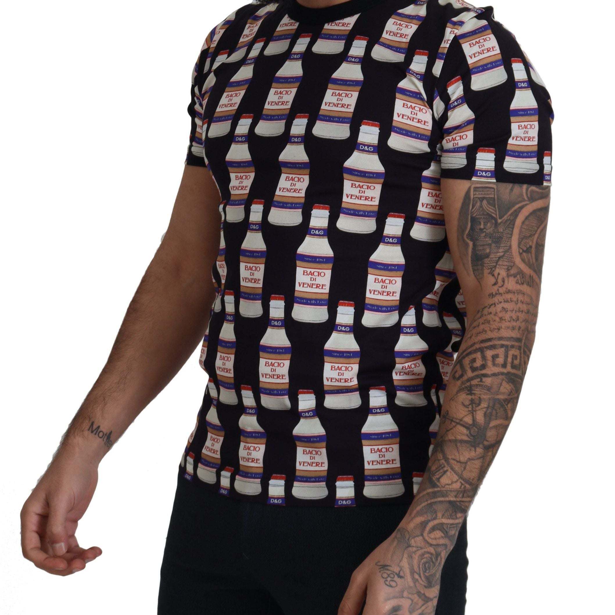 Dolce & Gabbana Black Bacio Di Venere Cotton Crew T-shirt