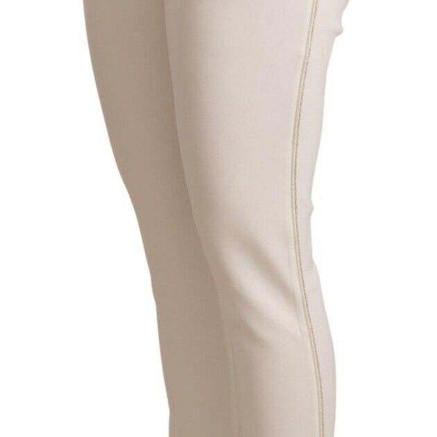 Patrizia Pepe White Polyester Mid Waist Jogger Pants