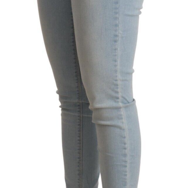 Liu Jo Light Blue Cotton Mid Waist Slim Fit Denim Jeans
