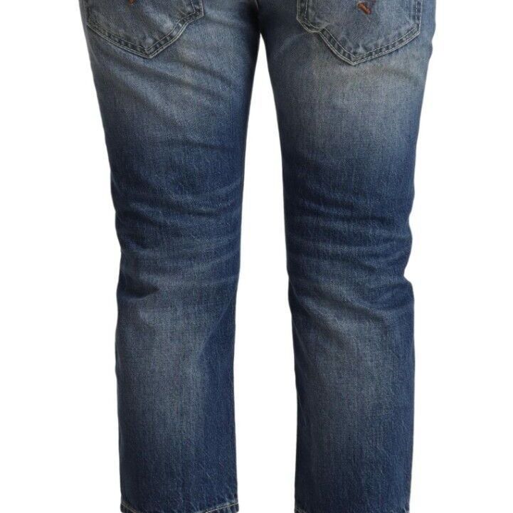 Dondup Blue Washed Mid Waist Capri Denim Jeans