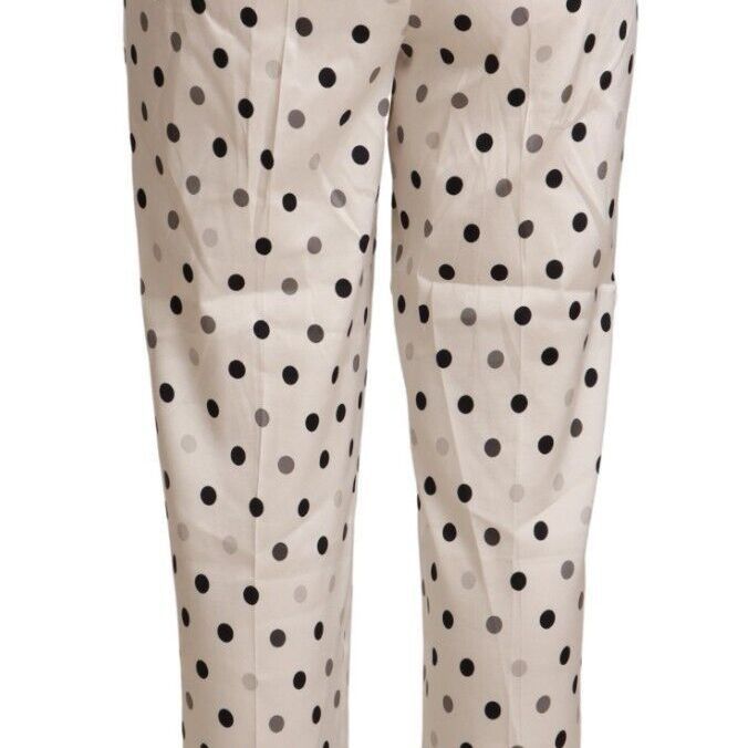 Ermanno Scervino White Polka Dotted High Waist Tapered Pants