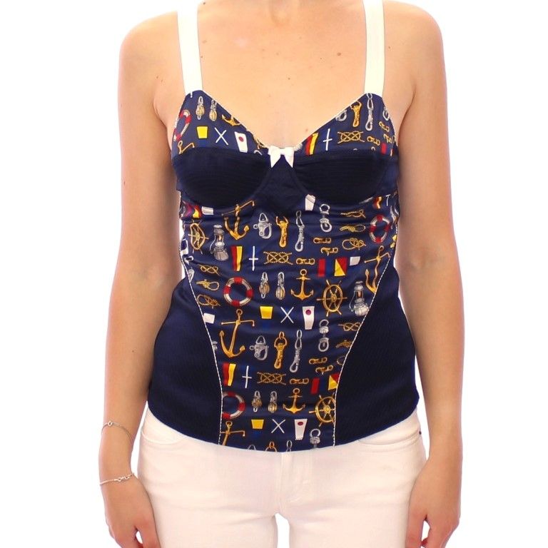 Dolce & Gabbana Blue Sailor Motive Tank Top