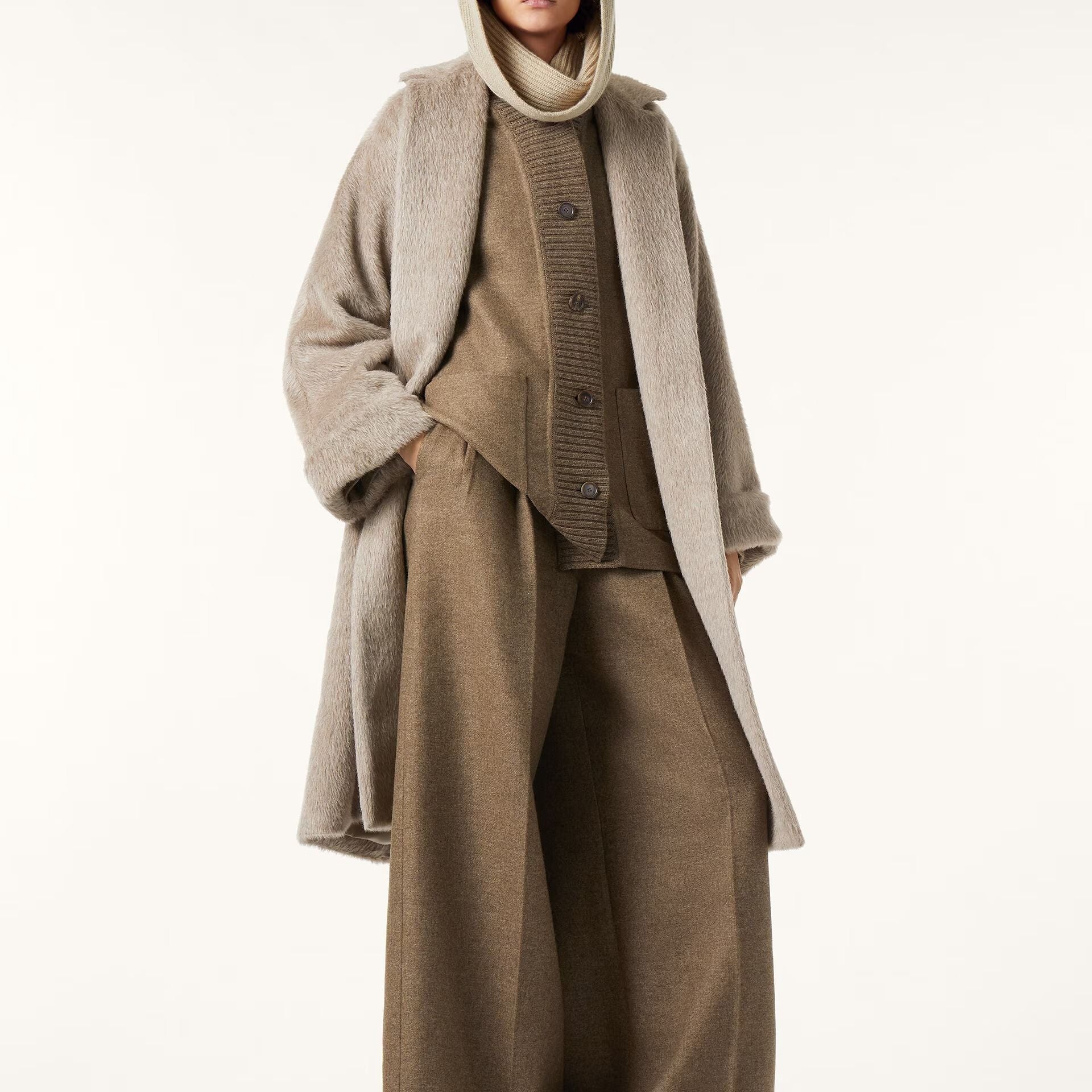 Loro Piana Maria Coat in Alpaca, Virgin Wool