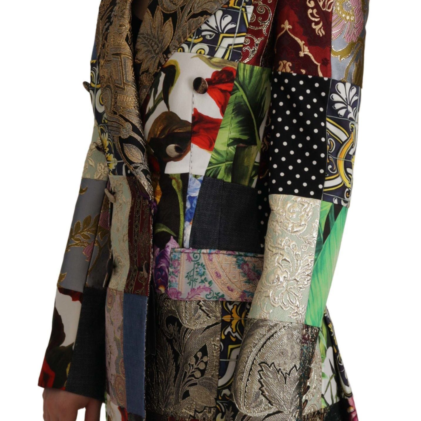 Dolce & Gabbana Multicolor Double-Breasted Patchwork Jacquard Blazer Jacket