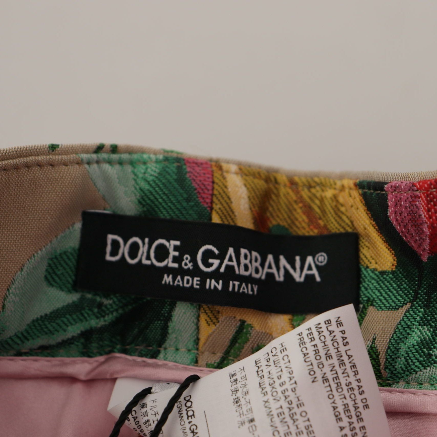 Dolce & Gabbana Beige Floral Dress Formal High Waist Pants