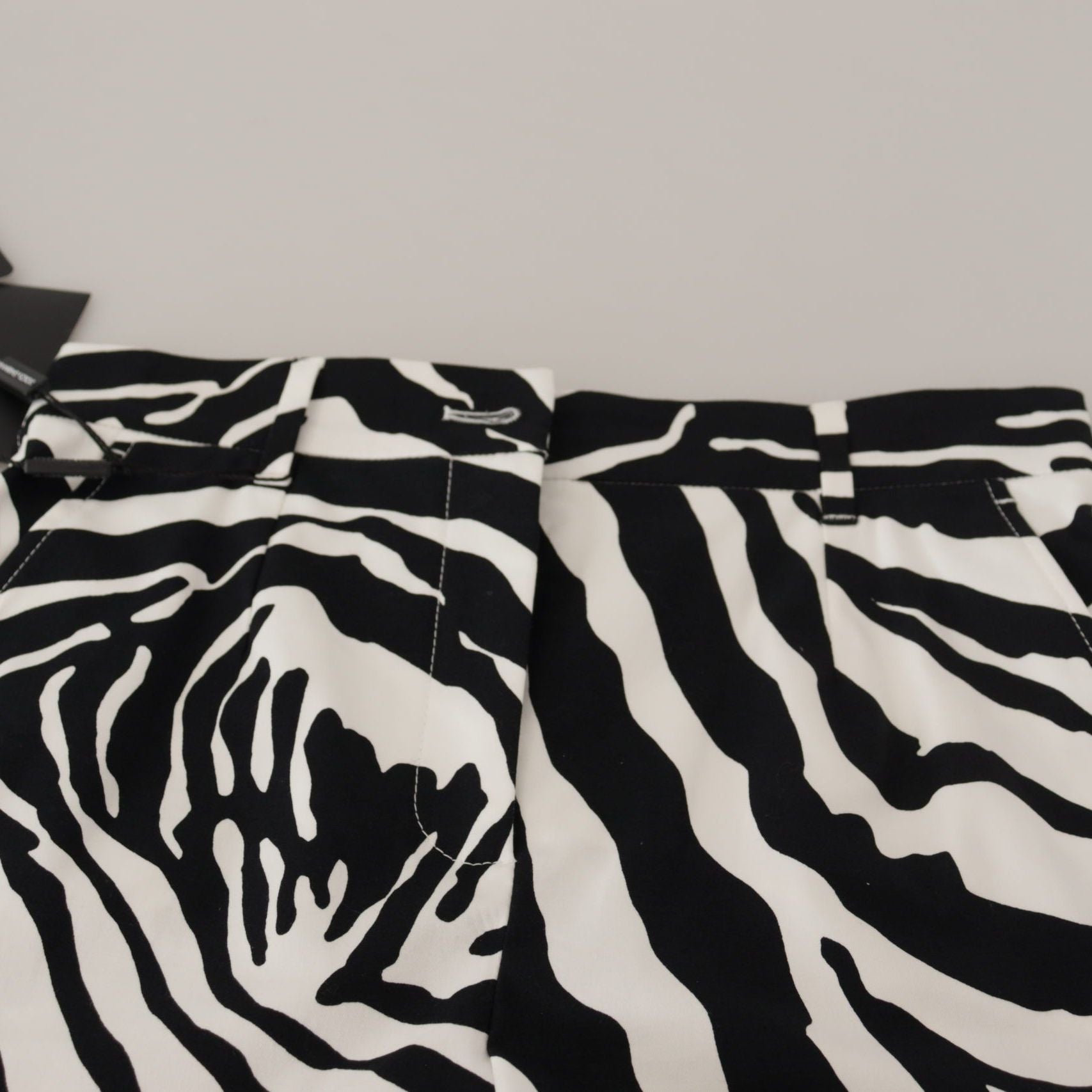 Dolce & Gabbana Black White Cotton Stretch Hot Pants Shorts