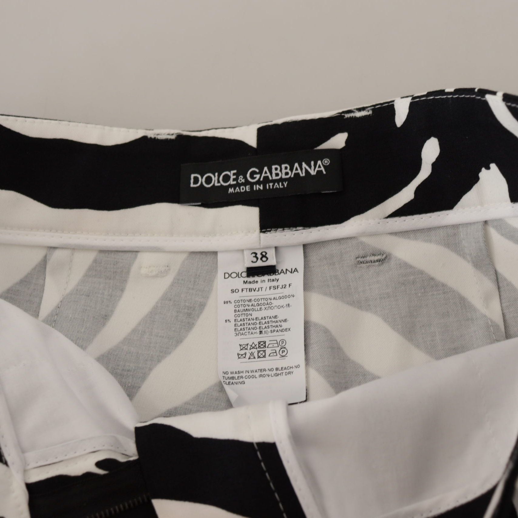 Dolce & Gabbana Black White Cotton Stretch Hot Pants Shorts