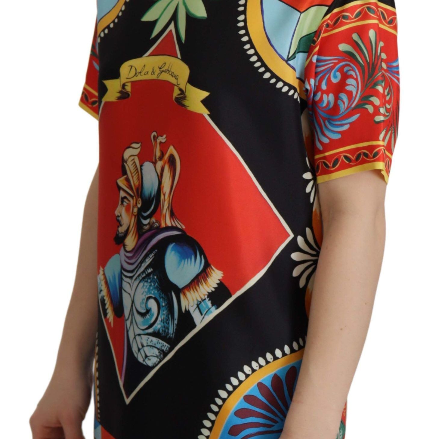 Dolce & Gabbana Multicolor Soldier Carretto Silk Top  T-shirt