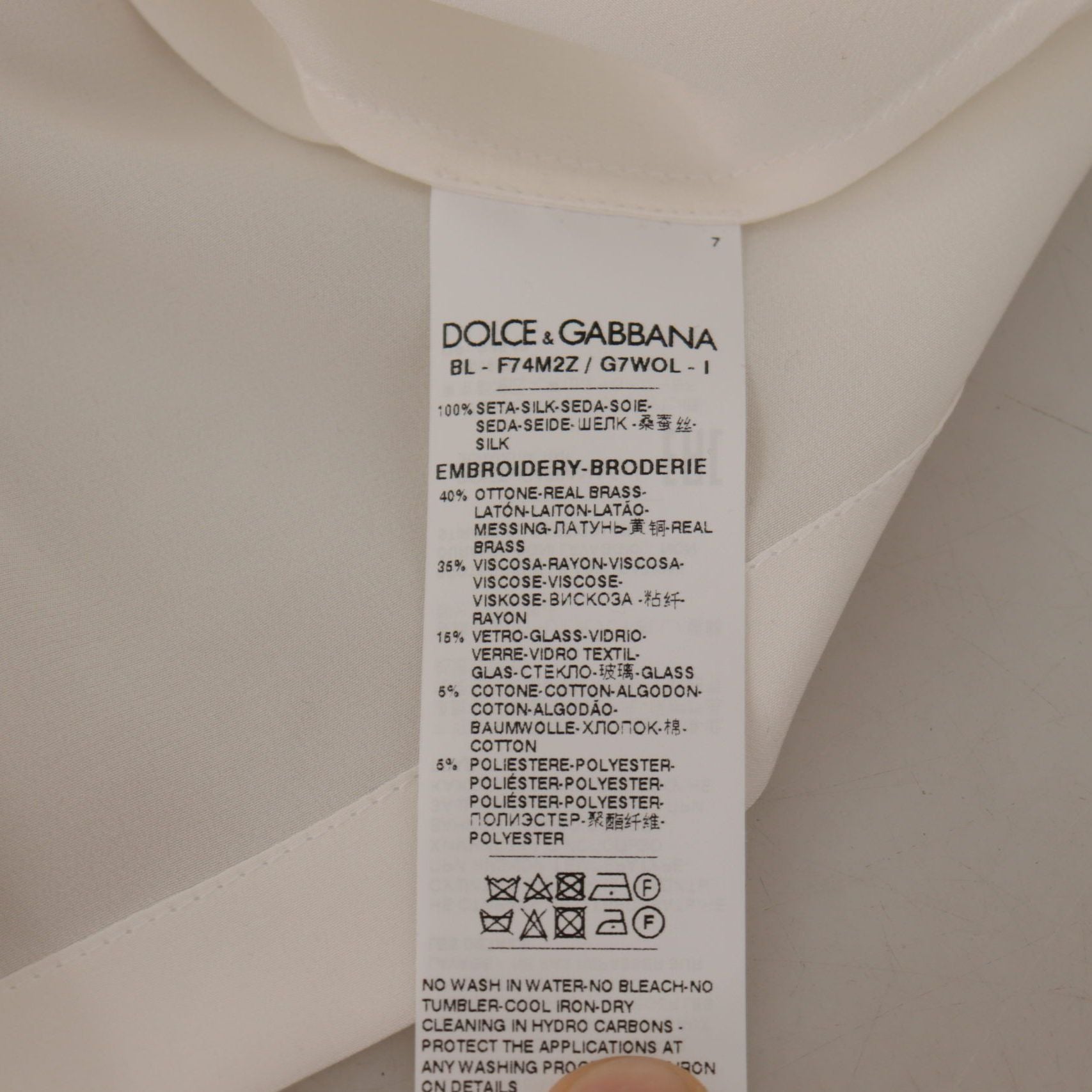 Dolce & Gabbana White Silk Gold DG Crown Crystal Blouse Top