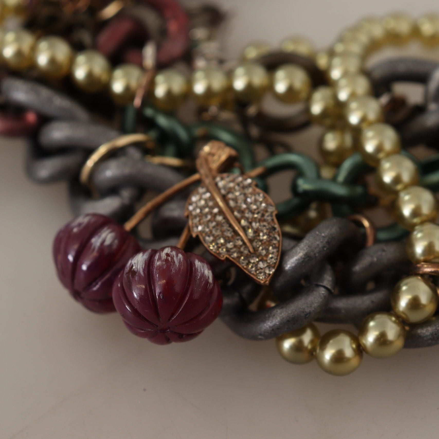 Dolce & Gabbana Gold Brass Sicily Floral Crystal Statement Necklace