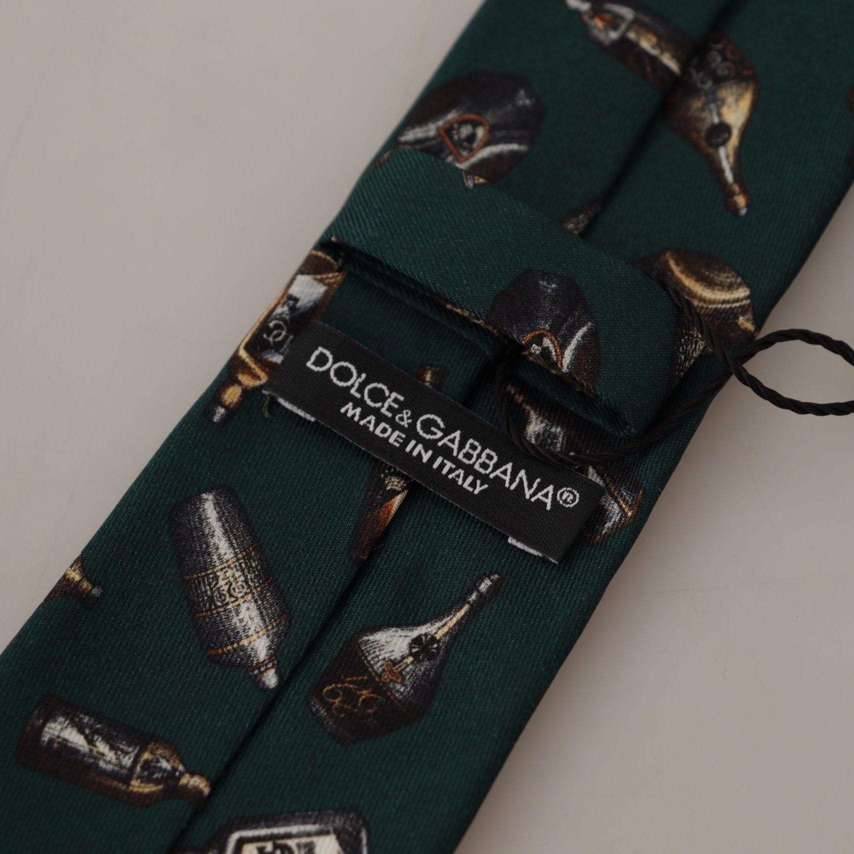 Dolce & Gabbana Black Bottle Fantasy Print Silk Adjustable Accessory Tie