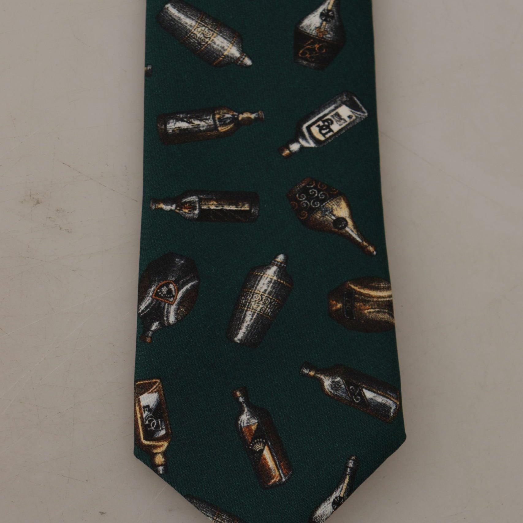Dolce & Gabbana Black Bottle Fantasy Print Silk Adjustable Accessory Tie