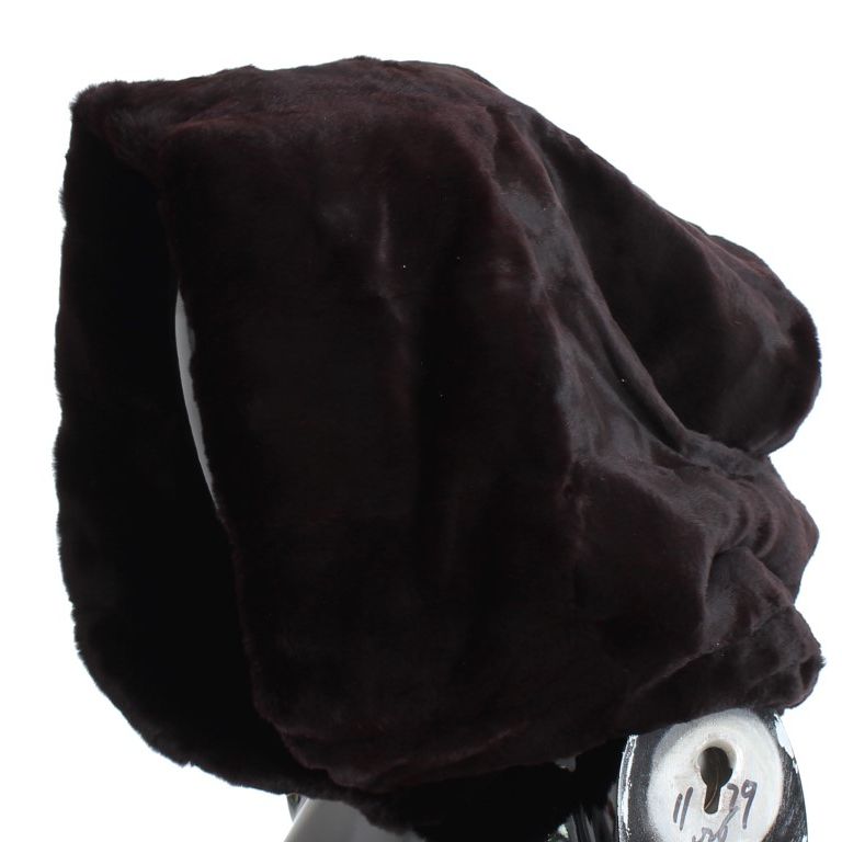 Dolce & Gabbana Purple Weasel Fur Crochet Hood Scarf Hat