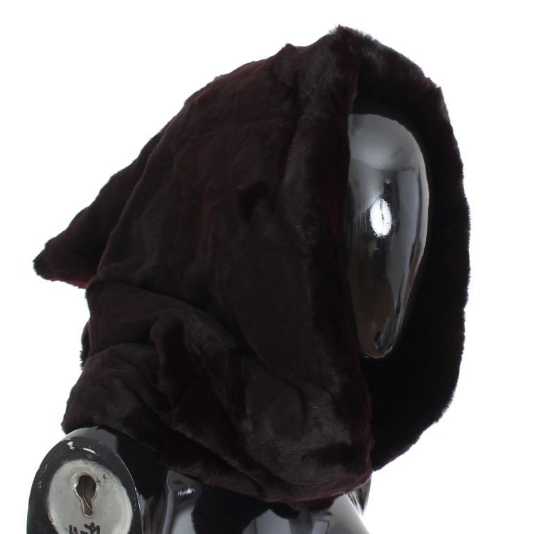 Dolce & Gabbana Purple Weasel Fur Crochet Hood Scarf Hat