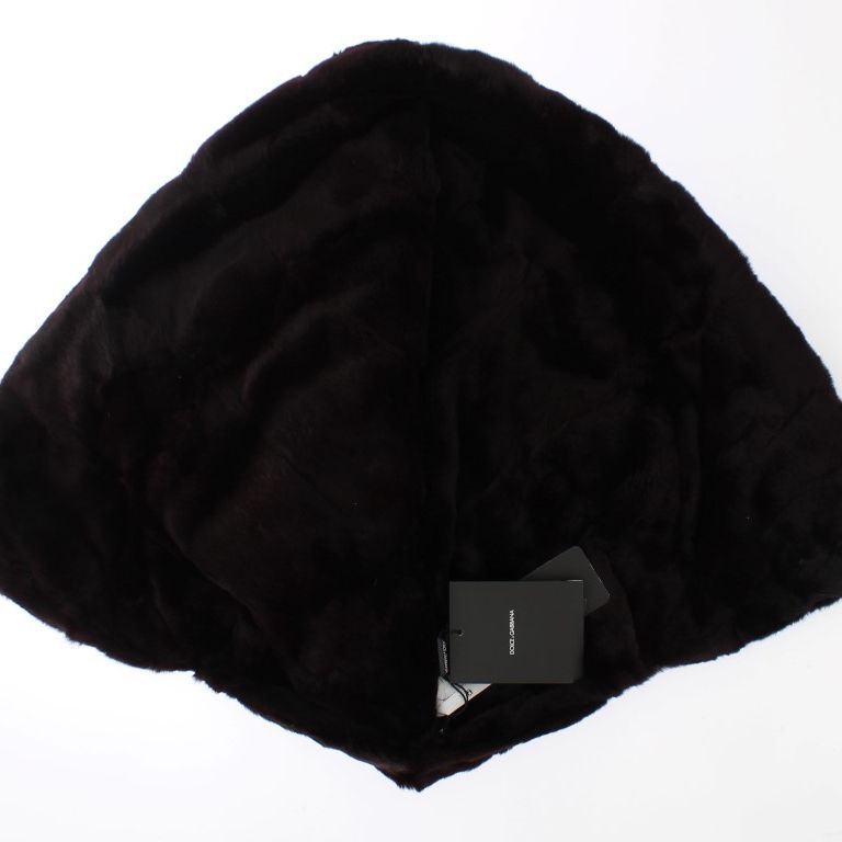 Dolce & Gabbana Purple Weasel Fur Crochet Hood Scarf Hat