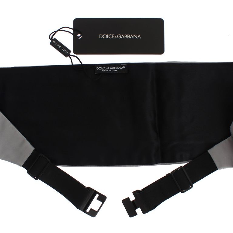 Dolce & Gabbana Gray Waist Belt Silk Cummerbund