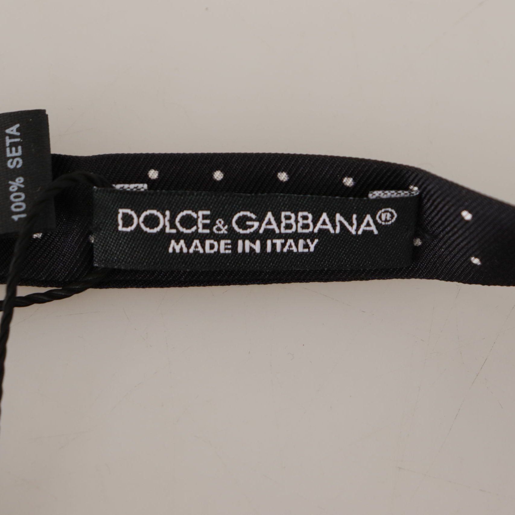Dolce & Gabbana Black White Polka Dot 100% Silk Neck Papillon Tie