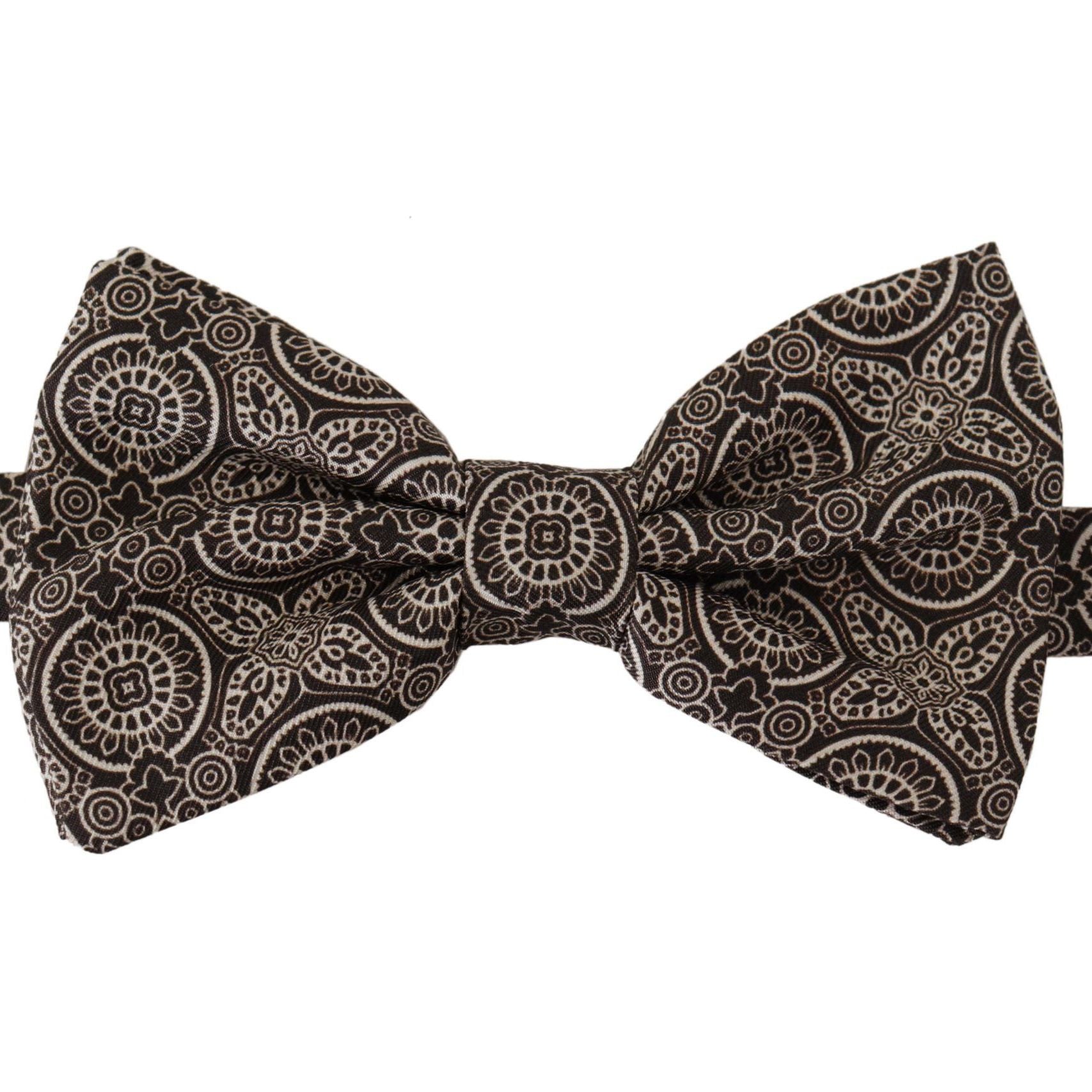 Dolce & Gabbana Black white 100% Silk Adjustable Neck Papillon Tie