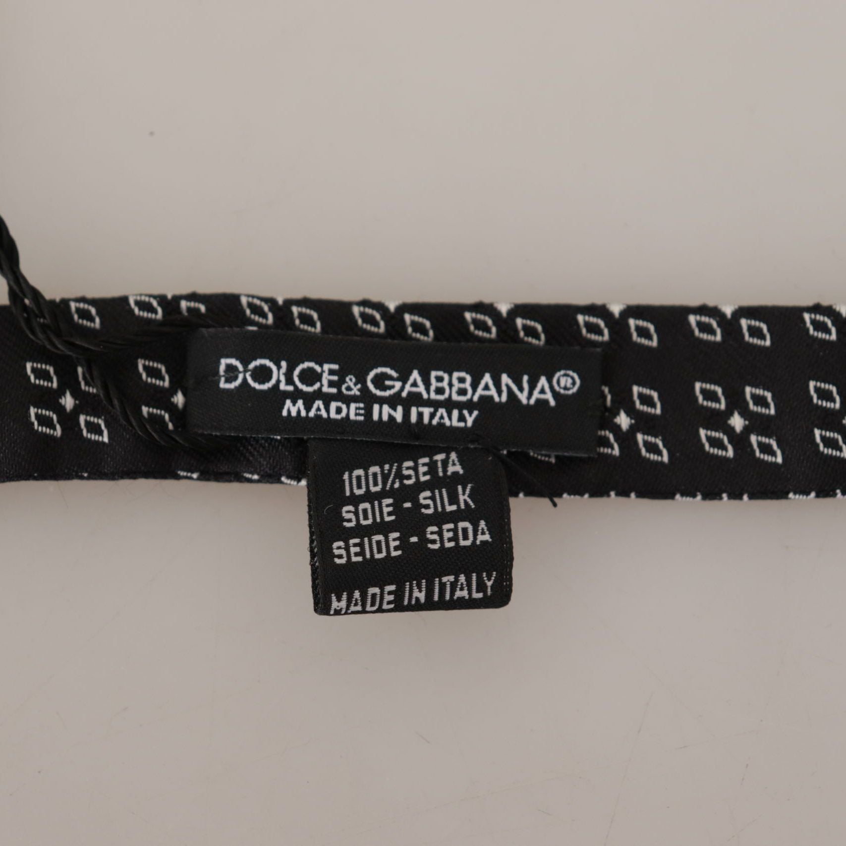 Dolce & Gabbana Black White Polka Dot 100% Silk Neck Papillon Tie